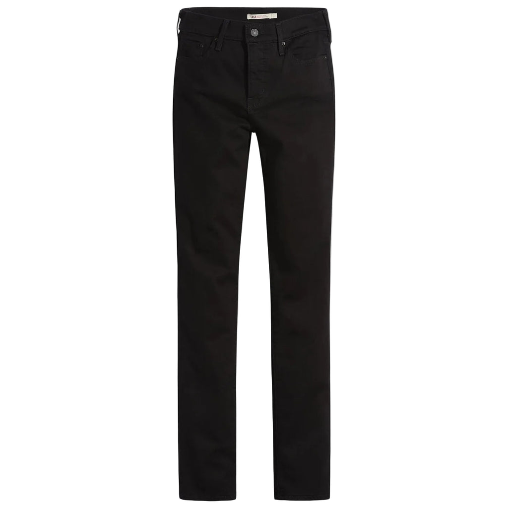 Black slim-fit jeans shown flat against a white background.