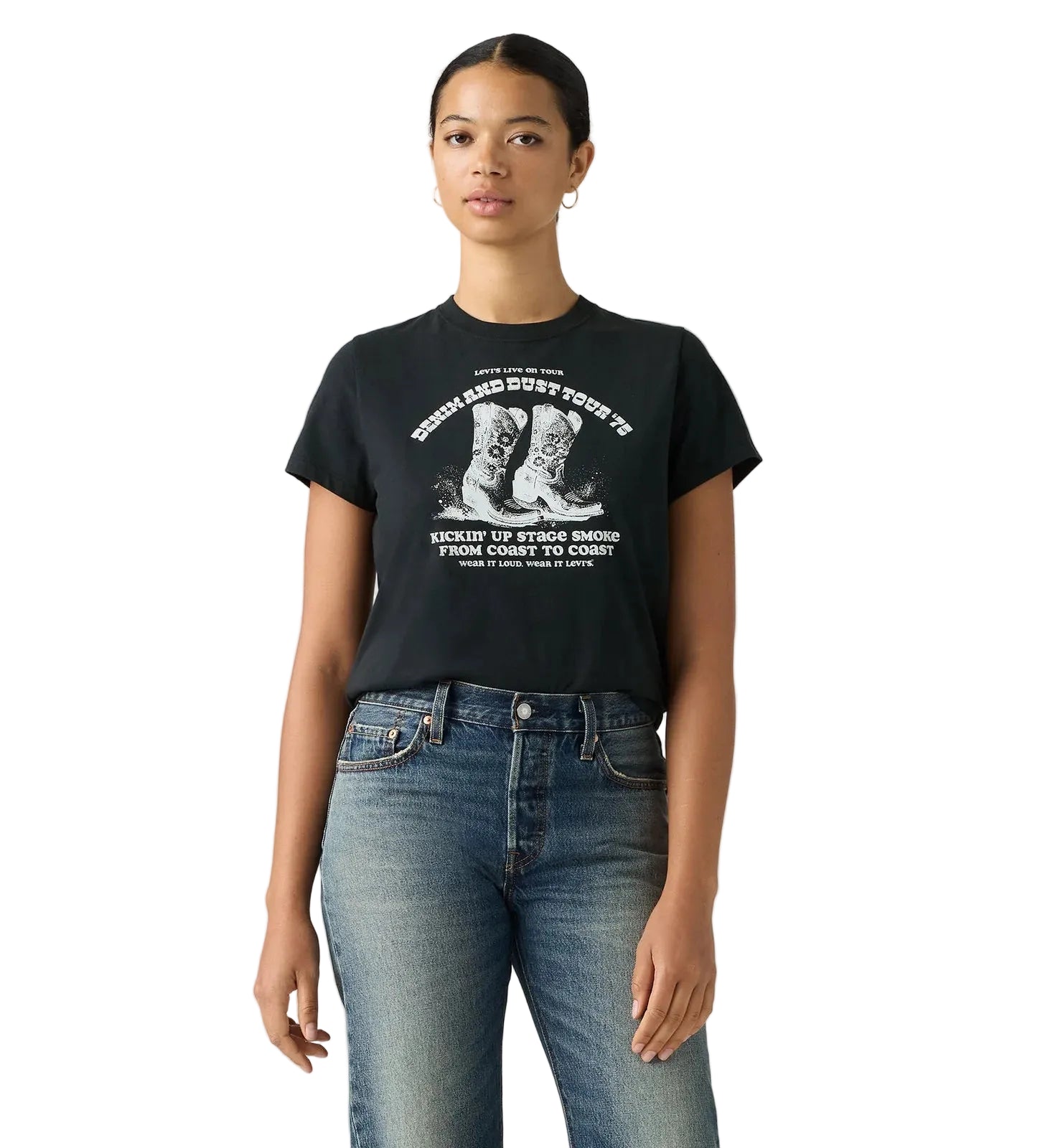 Levi's Womens Denim and Dust Boots S/S Graphic Tee (005GV-0084) Anthracite