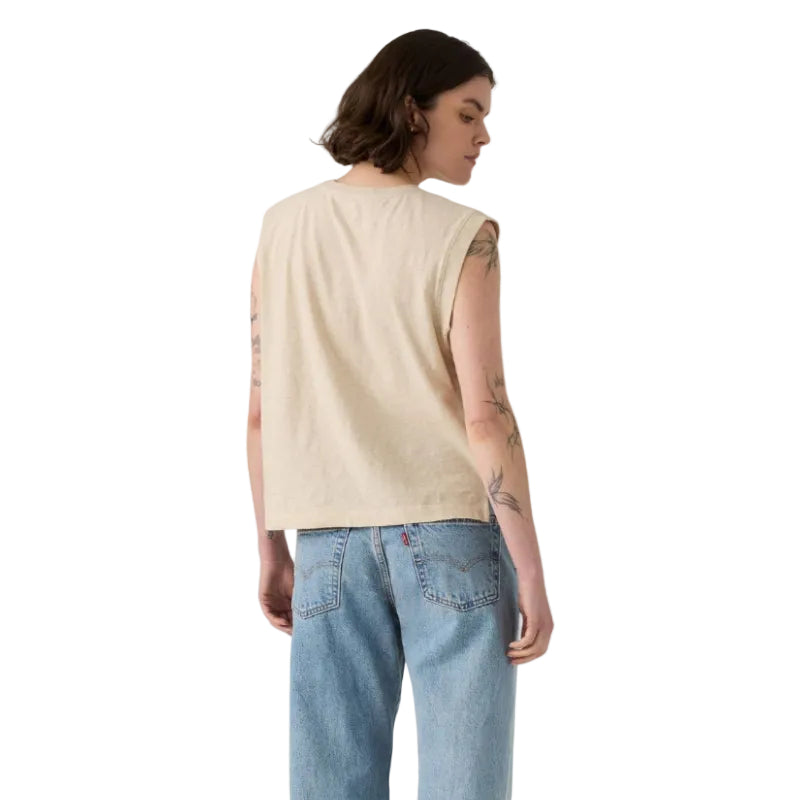 Levi's Womens Western Archival Boxy Tank (001MW-0004) Faded Cowboy Oatmeal Heather