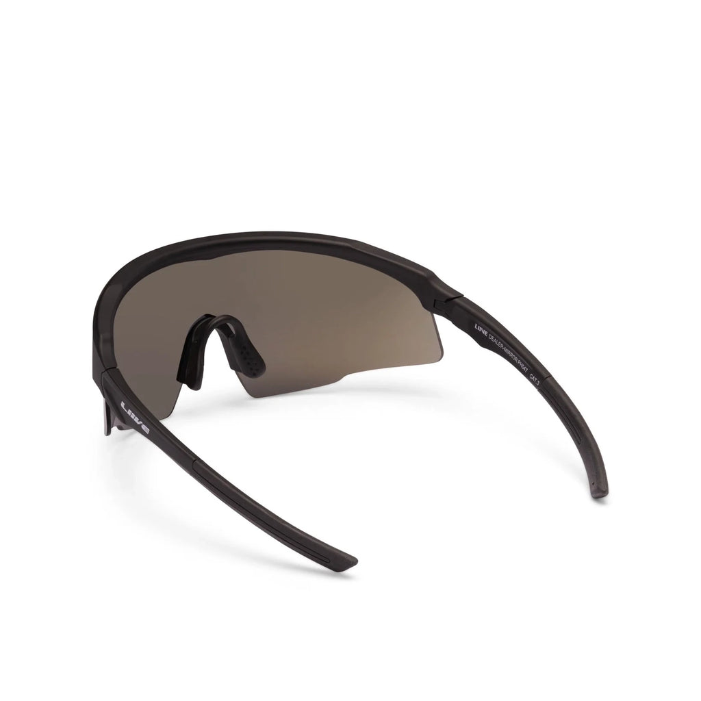 Back view of Liive Vision Dealer Sunglasses (L0729A) with red lenses and black frame on a white background.
