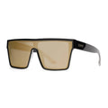 3-4 front view of Black Liive Vision Wasteland Sunglasses (L0828C) with large mirror gold lenses and 'LIIVE' branding on the temple, shown on a white background.