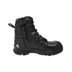 The Mack Men's Terrapro Zip 2.0 Safety Boot in black features laces, a side zipper, rugged sole, and reinforced toe, displayed on a white background. Model: MKTERRP2ZBBF.