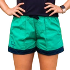 MaryG Womens Old School Panel Shorts (MGOSPGN) Kelly Green/French Navy [GD]