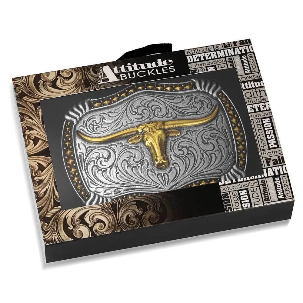 Montana Silversmiths  Attitude Buckle (A1072P) Longhorn