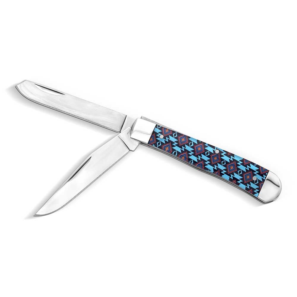 Montana Silversmiths Desert Showdown Trapper Knife (KN6152) with both blades open.