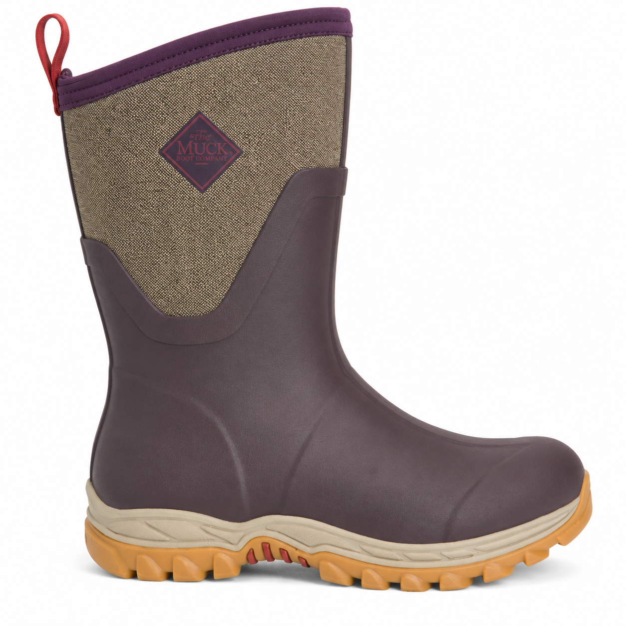 Muck Boots Womens Artic Sport II Boots (MAS2M6TW) Wine/Herringbone LOGO SIDE
