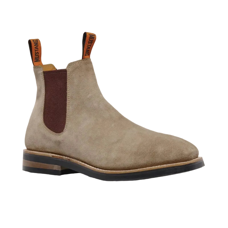 Mustang Mens Signature Pull-Up Leather Boots (Y61063) Taupe Suede