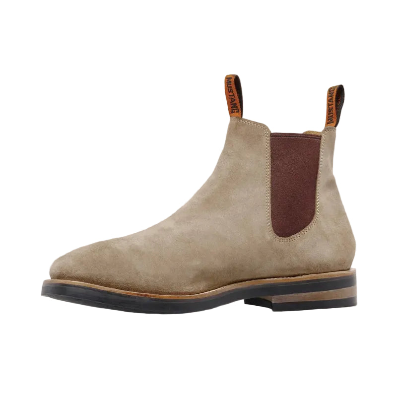 Mustang Mens Signature Pull-Up Leather Boots (Y61063) Taupe Suede