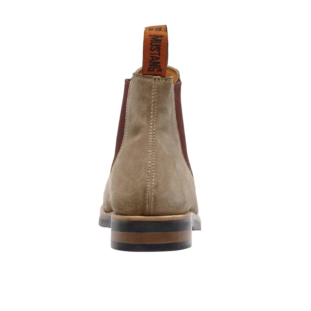Mustang Mens Signature Pull-Up Leather Boots (Y61063) Taupe Suede