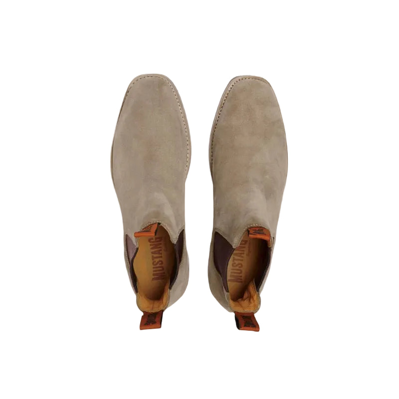 Mustang Mens Signature Pull-Up Leather Boots (Y61063) Taupe Suede