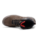 Top view of a chocolate New Balance Men's Calibre Composite Toe Boot (MIDCLBRE) boot with New Balance logo on a white background.