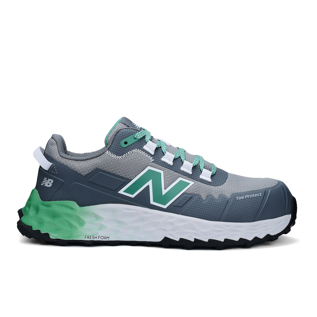 Side view of an Alloy Green New Balance Men's Cremorne Safety Sneaker (MEFCCAPAG) on a white background.