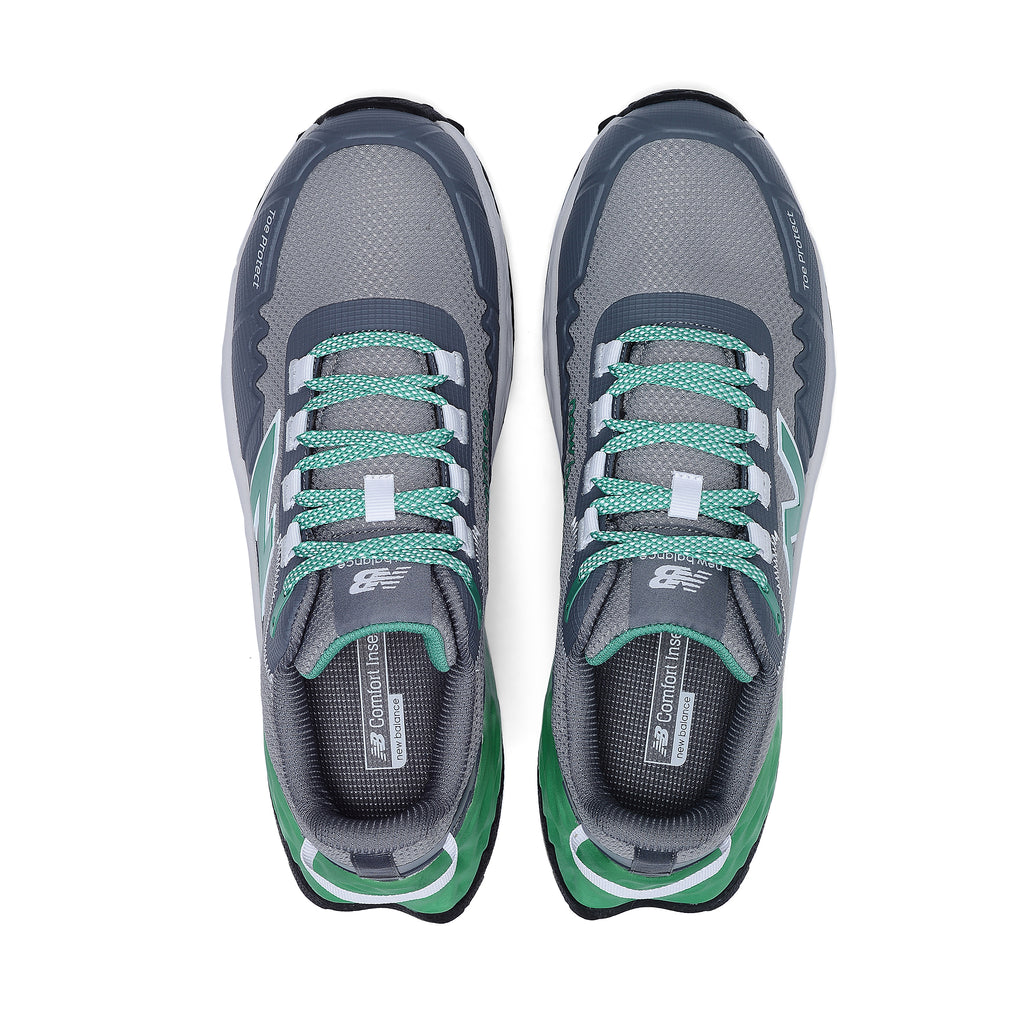 Top view of a pair of Alloy Green New Balance Men's Cremorne Safety Sneakers (MEFCCAPAG) on a white background.