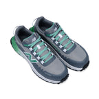 3-4 top view of a pair of Alloy Green New Balance Men's Cremorne Safety Sneakers (MEFCCAPAG) on a white background.