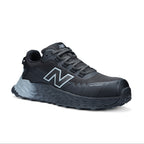 3-4 front view of a black and grey New Balance Men's Cremorne Safety Sneaker (MEFCCAPBG) on a white background.