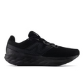 The New Balance Men's Fresh Foam 520 9V Slip Resistant Shoes (M520LT9SR) in black feature a breathable mesh upper, lace-up closure, NB side logo, and chunky cushioned outsole with wave-pattern tread. Lateral side view.