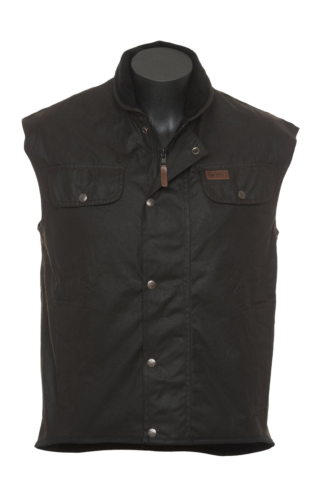 Outback Trading Unisex Fleece Lined Oilskin Vest (6036) Brown M