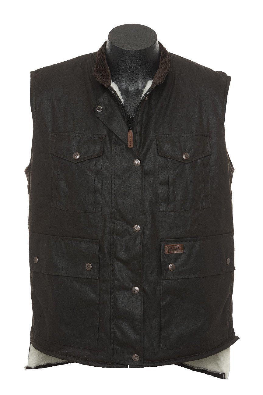 Outback Trading Mens Caulfield Oilskin Vest (6000) Brown S [GD]