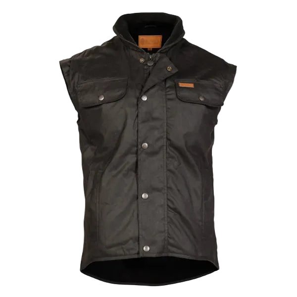Outback Trading Unisex Fleece Lined Oilskin Vest (6036) Brown Collar Down