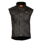 Outback Trading Unisex Fleece Lined Oilskin Vest (6036) Brown Collar Down