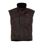 Outback Trading Unisex Fleece Lined Oilskin Vest (6036) Brown Collar Up