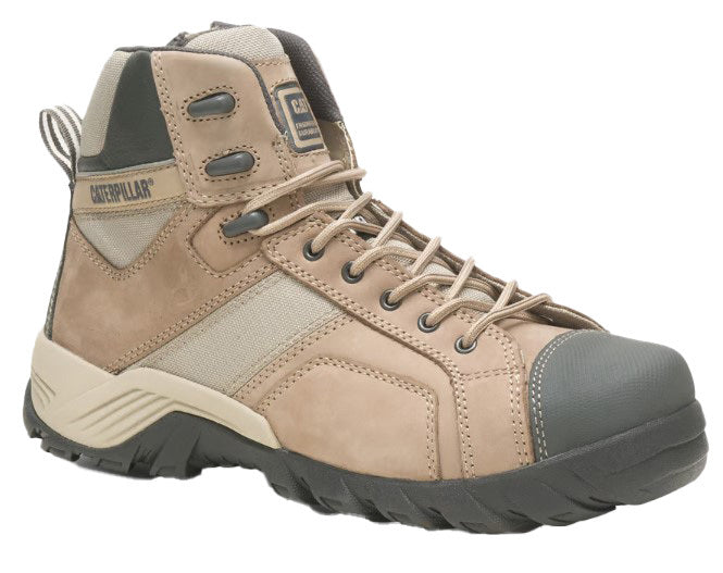 CAT Mens Argon Hi Zip Sided Steel Toe Boots (P725325) Taupe [SD]