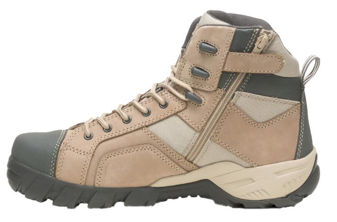 CAT Mens Argon Hi Zip Sided Steel Toe Boots (P725325) Taupe [SD]