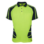 JB's Mens Hi Vis S/S Spider Polo (6HSP) Lime/Navy