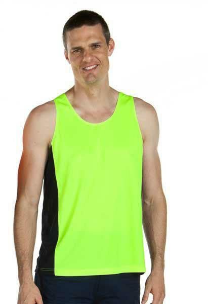 JB's Mens Hi Vis Singlet (6HCS4) Lime/Navy [GD]