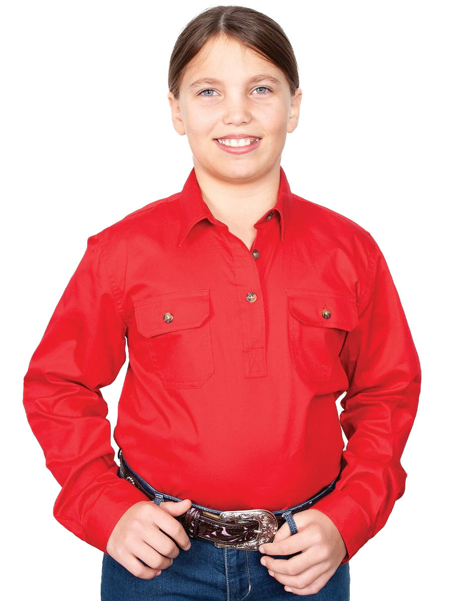 Just Country Girls Kenzie Half Button Work Shirt (60606) Chilli