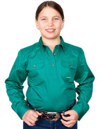 Just Country Girls Kenzie Half Button Work Shirt (60606) Dark Green [SD]