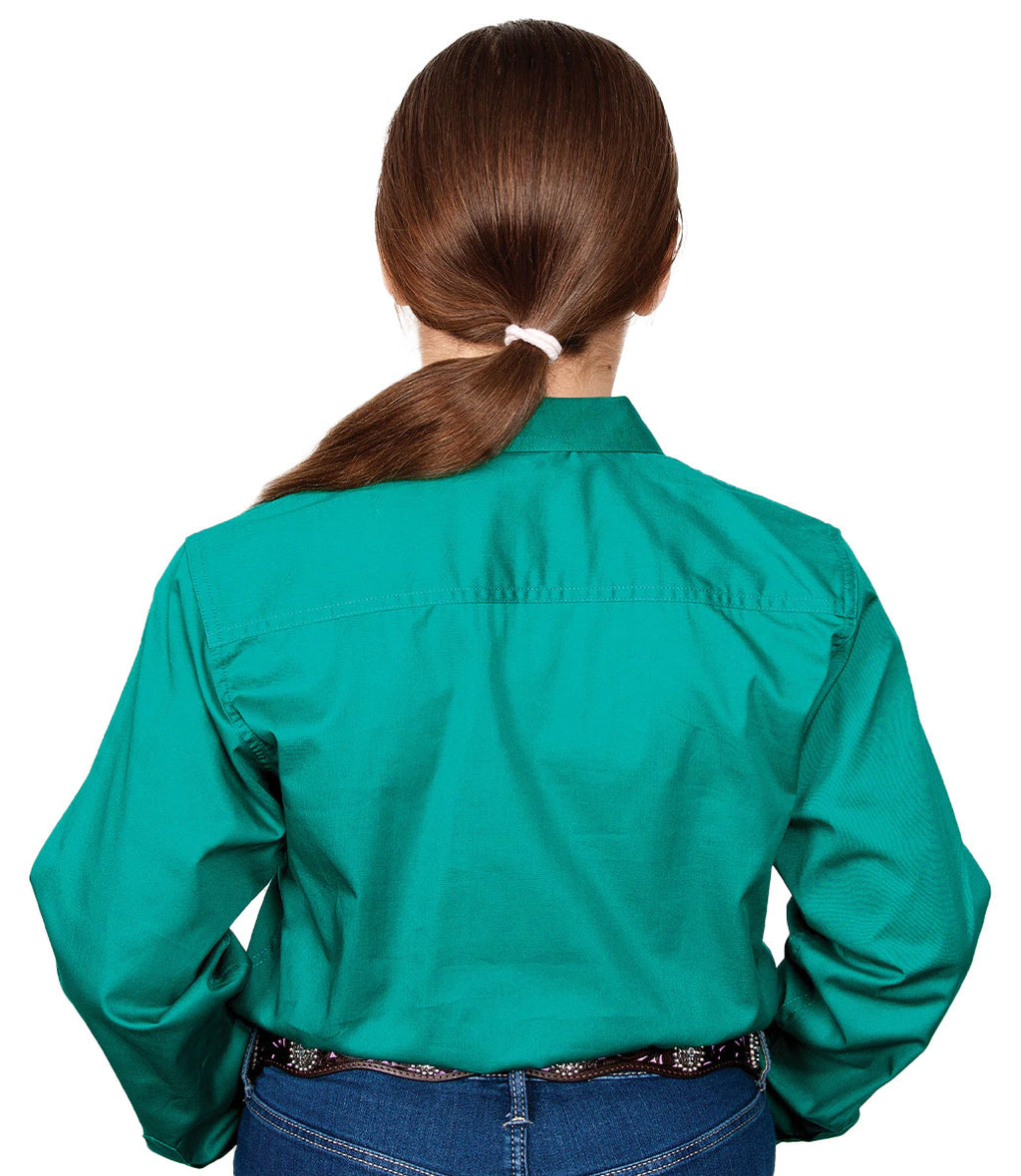 Just Country Girls Kenzie Half Button Work Shirt (60606) Dark Green [SD]