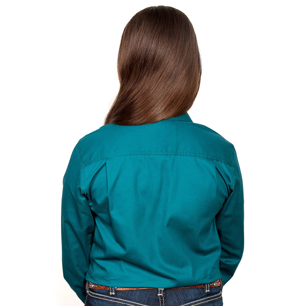 Just Country Girls Kenzie Half Button Work Shirt (60606) Forest Green