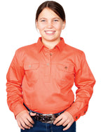 Just Country Girls Kenzie Half Button Work Shirt (60606) Hot Coral