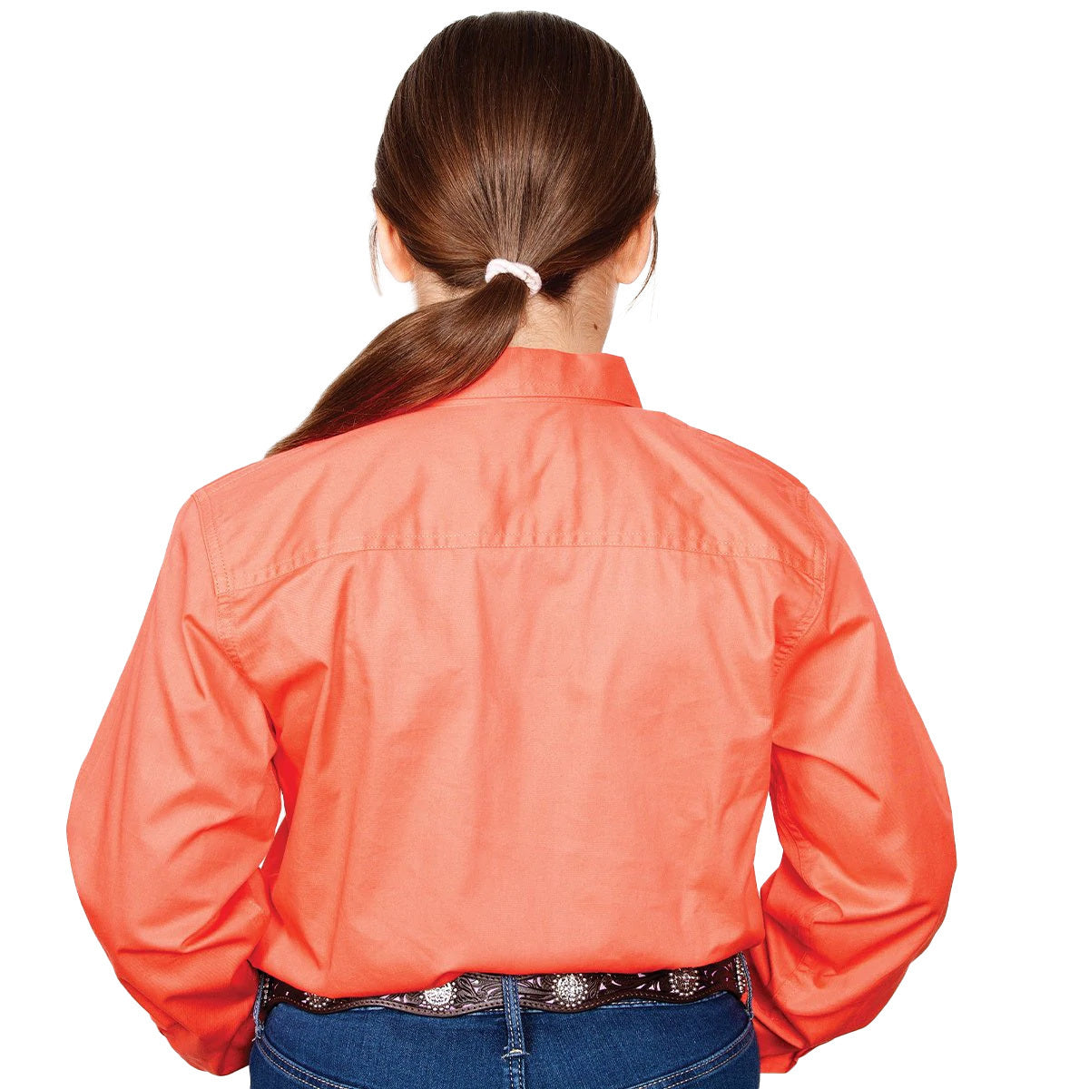 Just Country Girls Kenzie Half Button Work Shirt (60606) Hot Coral