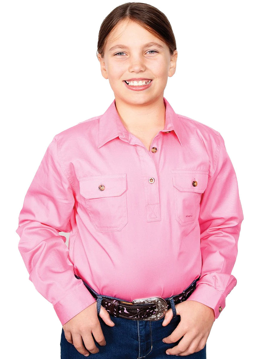 Just Country Girls Kenzie Half Button Work Shirt (60606) Rose