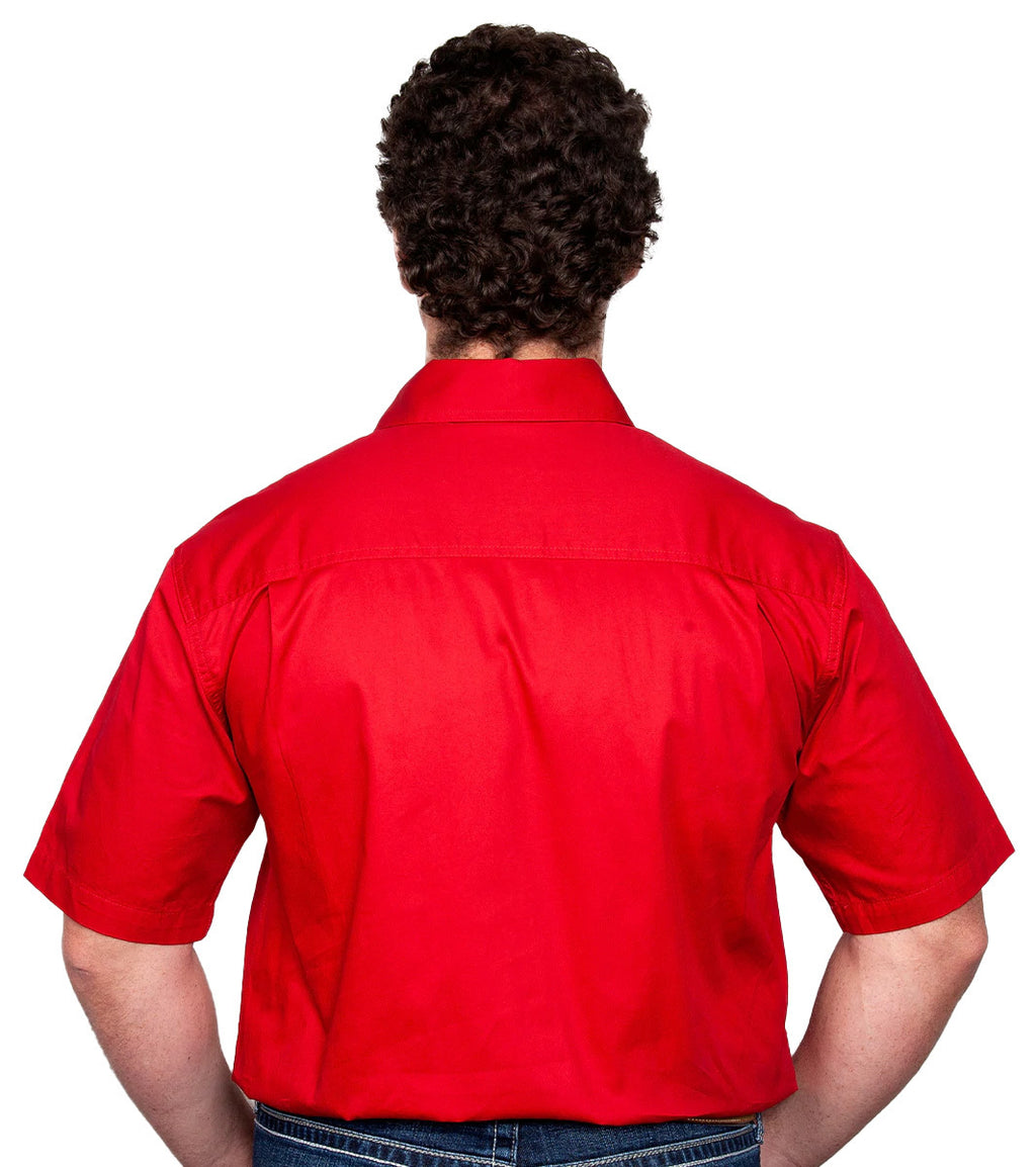 Just Country Mens Adam S/S Half Button Work Shirt (10104) Chilli