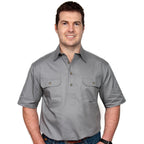 Just Country Mens Adam S/S Half Button Work Shirt (10104) Steel Grey