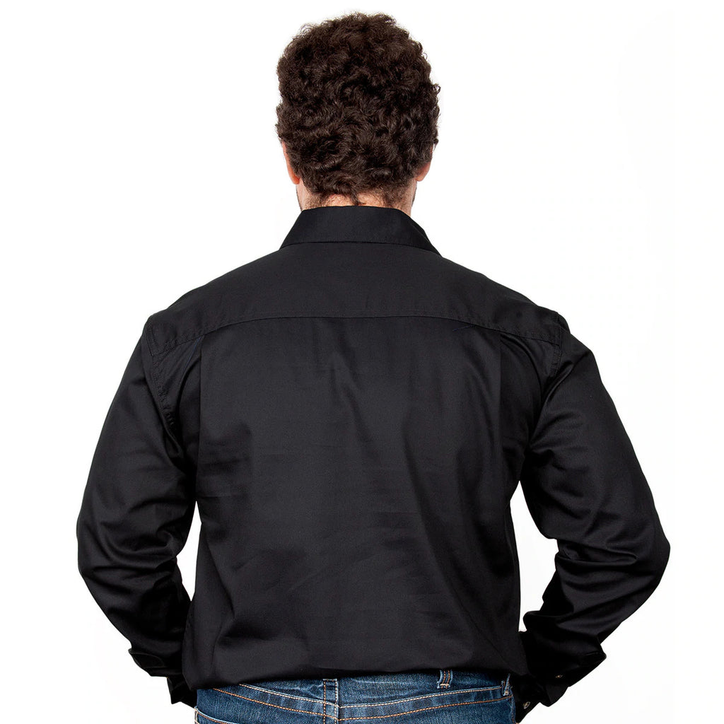 Just Country Mens Cameron Half Button Work Shirt (10101) Black
