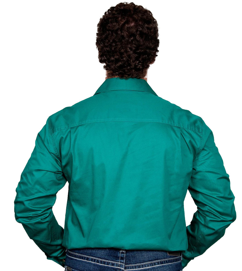 Just Country Mens Cameron Half Button Work Shirt (10101) Dark Green