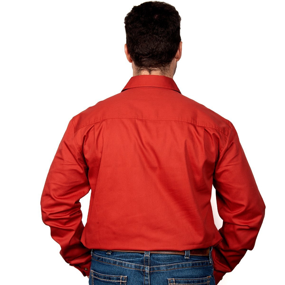 Just Country Mens Cameron Half Button Work Shirt (10101) Rust