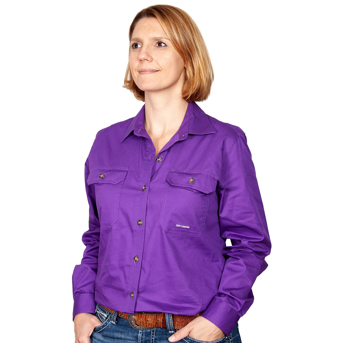 Just Country Womens Brooke Work Shirt (50502) Purple