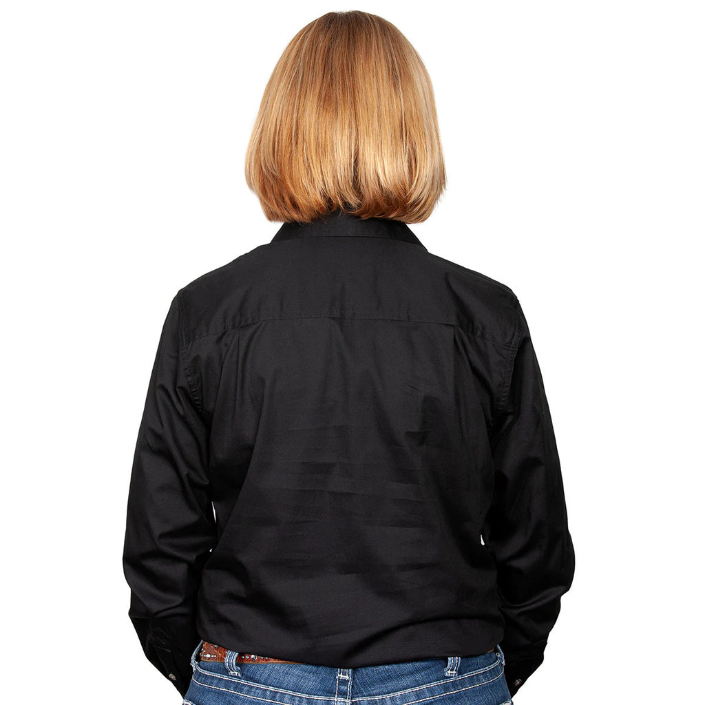 Just Country Womens Jahna Half Button Work Shirt (50505) Black