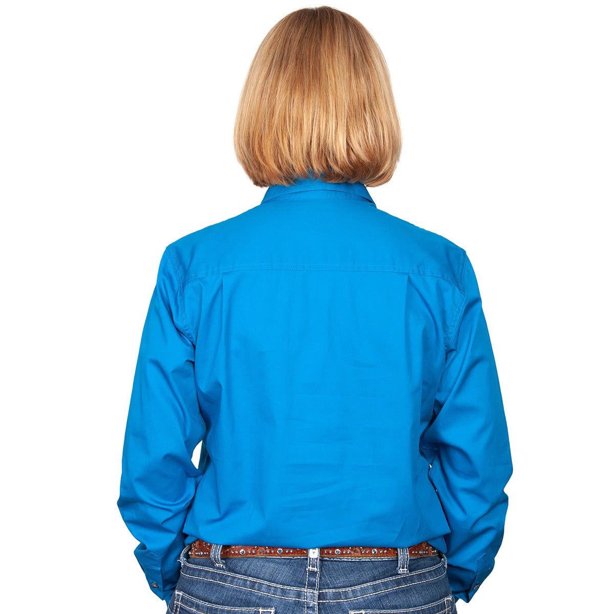 Just Country Womens Jahna Half Button Work Shirt (50505) Blue Jewel