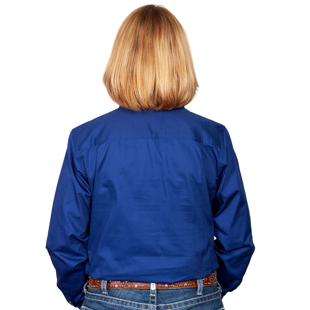 Just Country Womens Jahna Half Button Work Shirt (50505) Cobalt