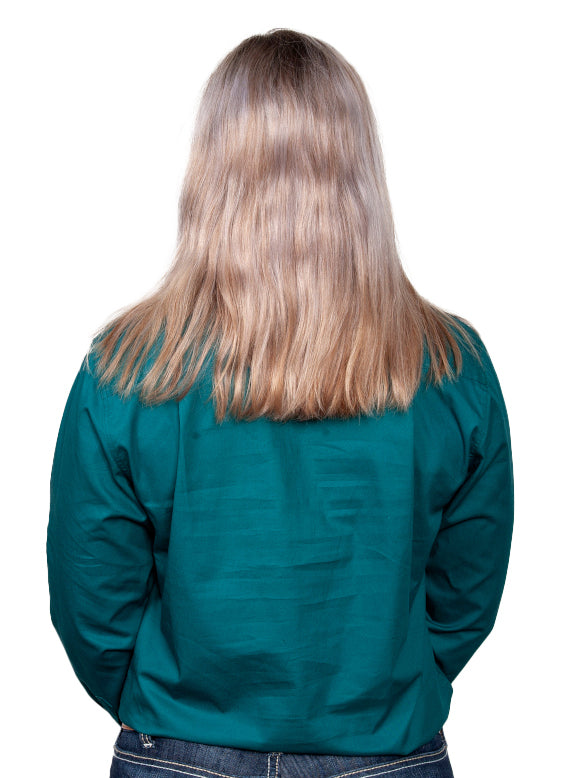 Just Country Womens Jahna Half Button Work Shirt (50505) Forest Green