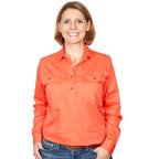 Just Country Womens Jahna Half Button Work Shirt (50505) Hot Coral