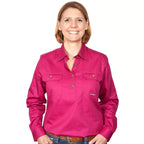 Just Country Womens Jahna Half Button Work Shirt (50505) Magenta
