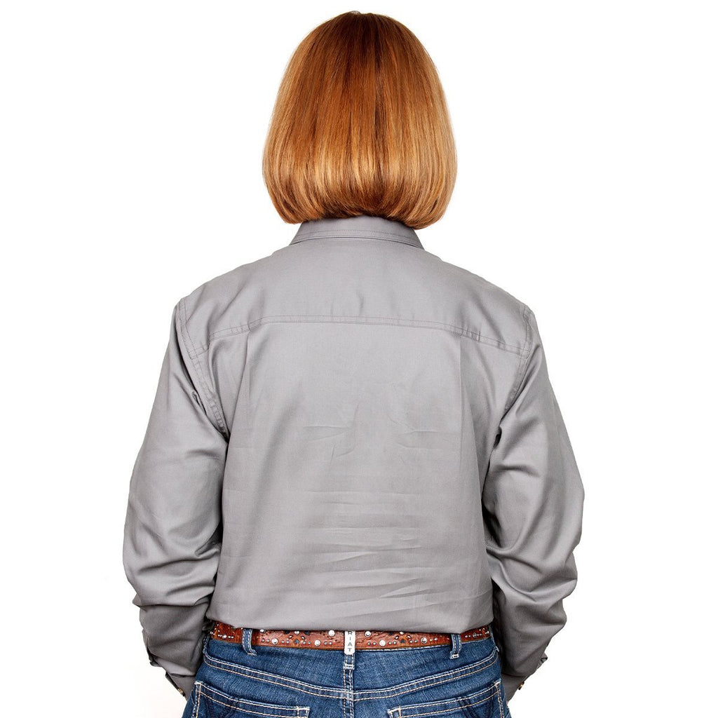 Just Country Womens Jahna Half Button Work Shirt (50505) Steel Grey