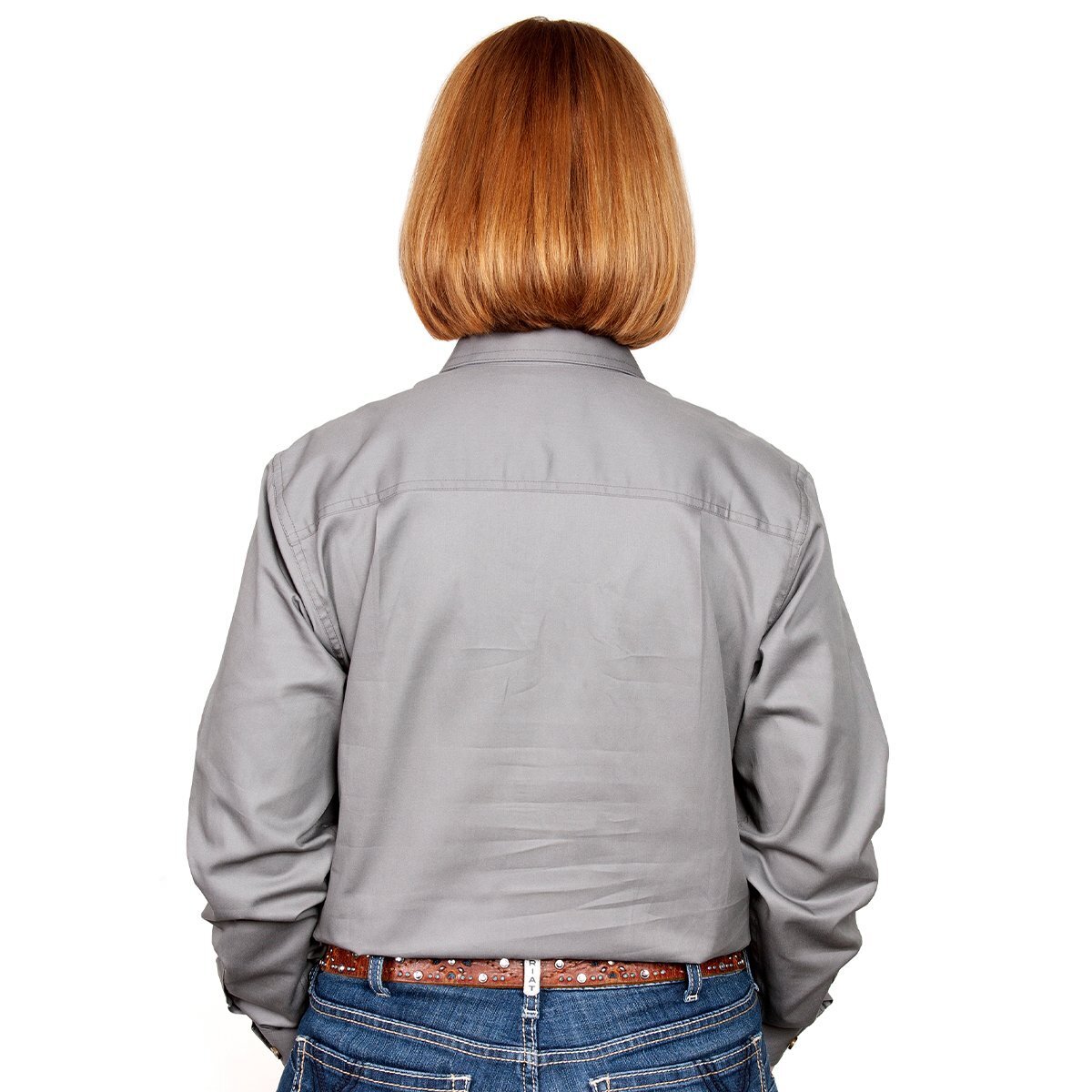 Just Country Womens Jahna Half Button Work Shirt (50505) Steel Grey